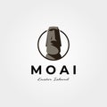 Moai easter island logo vector vintage symbol illustration design