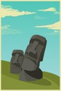 Moai - Easter Island Statues - Stock Illustration