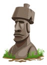 Moai Isolated Vector Cartoon Stone Sculpture