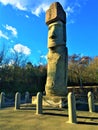 Moai, monolithic human figure in Vitorchiano town, Italy