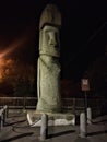 Moai, monolithic human figure in Vitorchiano town, Italy