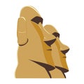 Moai Monolithic Statues Polynesia Easter Islands, vector illustration