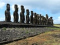 Moai parade on Easter Island, Chile