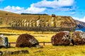 Moai in Rapa Nui National Park Royalty Free Stock Photo