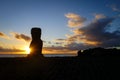 Moai statue ahu akapu at sunset, easter island Royalty Free Stock Photo