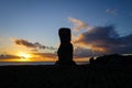 Moai statue ahu akapu at sunset, easter island Royalty Free Stock Photo