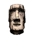 Moai Statue, Easter Island Statue from a splash of watercolor, colored drawing, realistic