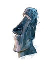 Moai Statue, Easter Island Statue from a splash of watercolor, colored drawing, realistic