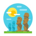 Moai statue flat design landmark