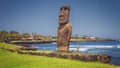 Moai statue at the harbor on Hanga Roa, Easter Island, Chile