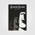 Moai statue vector poster background illustration design, easter island national park travel poster design