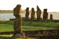 Moai Statues at Ahu Tahai, the Ceremonial Complex on Easter Island of Chile Royalty Free Stock Photo