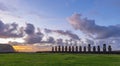 Ahu Tongariki Sunrise, Easter Island, Polynesia Royalty Free Stock Photo