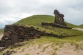 Moai statues at Anakena Beach, showcasing artistry Royalty Free Stock Photo