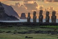Moai statues in the Rano Raraku Volcano in Easter Island