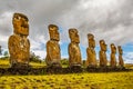 Moai statues in the Rano Raraku Volcano in Easter Island