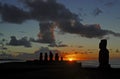 Moai Stone Statues at Sunset - Easter Island