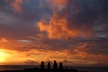 Moai at sunset on Easter Island