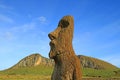 Moai A Vere Ki Haho at the entrance of Ahu Tongariki ceremonial platform, Easter island, Chile Royalty Free Stock Photo