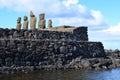 Moais at Ahu Tahai ceremonial complex near Hanga Roa, Rapa Nui Easter Island Royalty Free Stock Photo