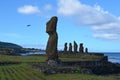 Moais at Ahu Tahai ceremonial complex near Hanga Roa, Rapa Nui Easter Island Royalty Free Stock Photo