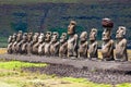 Moais in Ahu Tongariki, Easter island, Chile Royalty Free Stock Photo