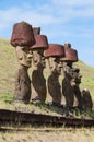 Moais in Anakena beach, Easter island Royalty Free Stock Photo