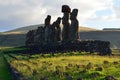 Moais in the ceremonial platform Ahu at Tongariki beach, Rapa Nui Easter island