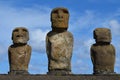 Moais in the ceremonial platform Ahu at Tongariki beach, Rapa Nui Easter island