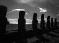 Moais in Silhouette on Rapa Nui