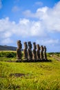 Moais statues, ahu Akivi, easter island Royalty Free Stock Photo