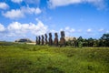 Moais statues, ahu Akivi, easter island Royalty Free Stock Photo