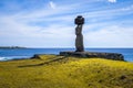 Moais statues, ahu ko te riku, easter island Royalty Free Stock Photo