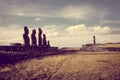 Moais statues, ahu ko te riku, easter island