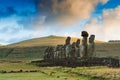 Moais statues on Ahu Tongariki - the largest ahu on Easter Island. Chile Royalty Free Stock Photo