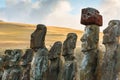 Moais statues on Ahu Tongariki - the largest ahu on Easter Island Royalty Free Stock Photo