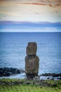 moais in Tahai at sunset, Rapa Nui, Easter Island