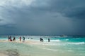 Moalboal. Cebu. Philippines - 06 aug 2016: Philippine families getting fun and rest while storm is coming to the Royalty Free Stock Photo