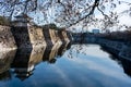 Moat with water around Osaka Castle Royalty Free Stock Photo