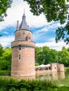 Moat and Burgundian tower of Duurstede castle in Wijk bij Duurstede, Netherlands
