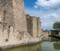 The moat filled with water in the ruins of the Smederevo fortress, standing on the banks of the Danube River in Smederevo town in