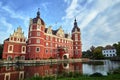 Moat, New Castle and Old Castle in the park Muskauer Royalty Free Stock Photo