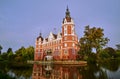 Moat and New Castle in the park Muskauer