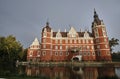 Moat and New Castle in the park Muskauer Royalty Free Stock Photo