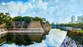 Moat of Osaka Castle in Osaka Royalty Free Stock Photo