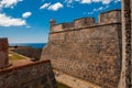 Moat and walls of the old fortress. Fort Castillo del Moro. Castle San Pedro de la Roca del Morro, Santiago de Cuba Royalty Free Stock Photo