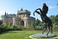 Moated Castle La Clayette With Horse Sculpture