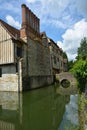 English manor house surrounded by a moat. Ightham, Kent, UK