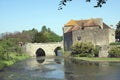 Moated old gatehouse and a bridge, Leeds castle, England Royalty Free Stock Photo