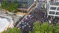 Seattle, WA/USA  June 3: Street View Protesters create a Mob Scene for George Floyd and the BLM in Seattle on Capital Hill June 3 Royalty Free Stock Photo